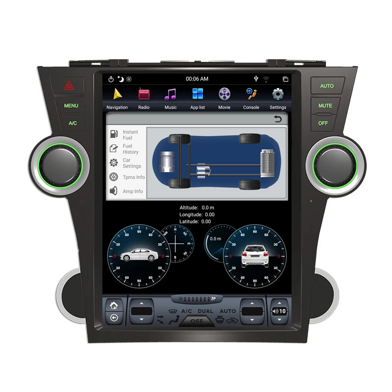 Android 9,0 Tesla вертикальный экран автомобиля нет dvd-плеер gps навигация для Toyota Highlander 2007-2013 аудио плеер 12,1 дюймов