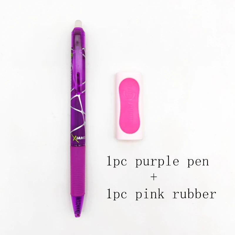 Канцелярские принадлежности xiamei Store, 1 шт., прессованная пластиковая стираемая гелевая ручка, 0,5 мм, ручка для письма, Студенческая гелевая ручка, канцелярские принадлежности для школы - Цвет: Purple 1-pink 1