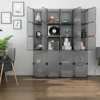 

20 Cube Organizer Stackable Plastic Storage Shelves Multifunctional Modular Closet Cabinet Bedroom Living Room 1 clothes rails