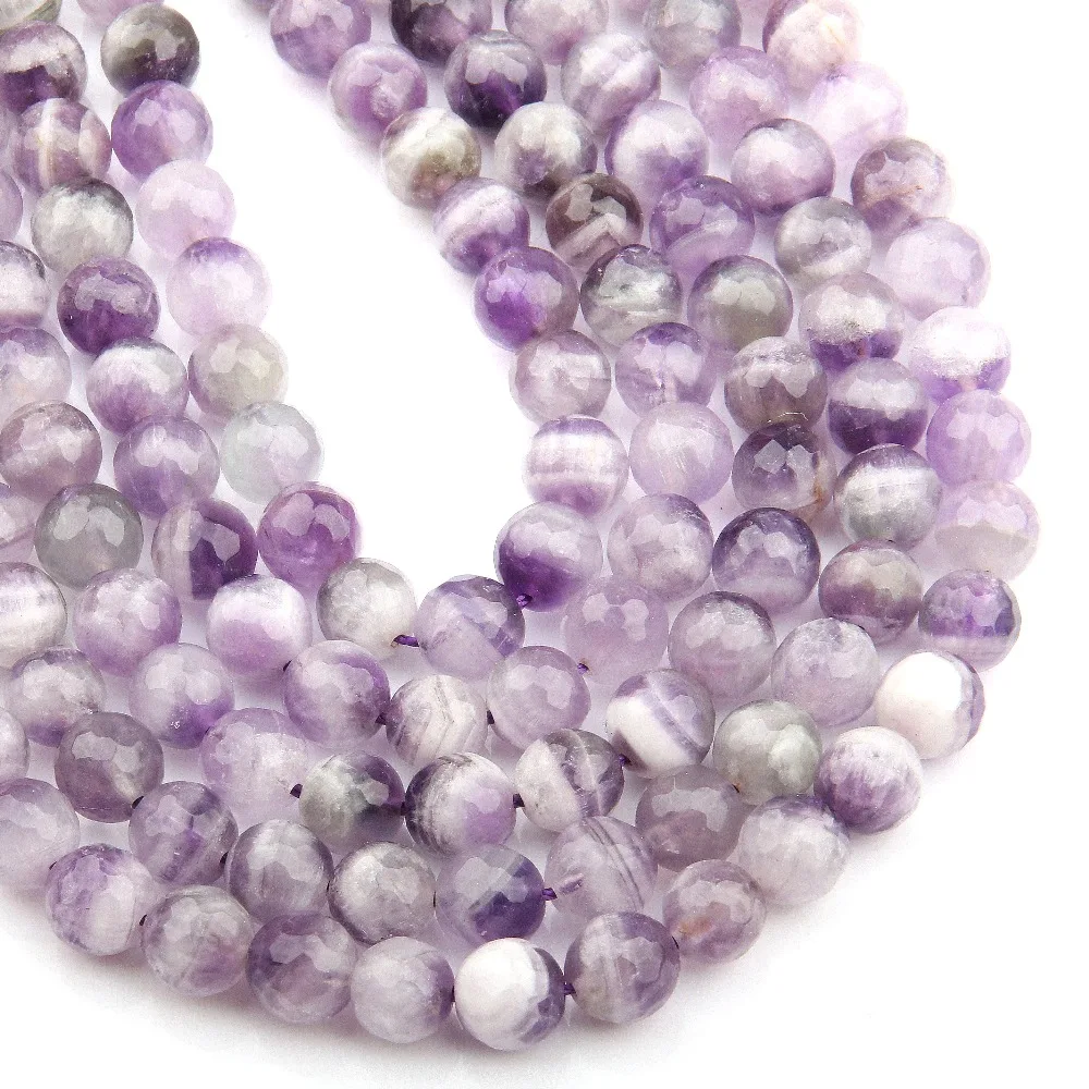 Round Faceted Dream Amethys Beads Natural Stone Loose for Bracelet Jewelry Making Strand 15" | Украшения и аксессуары
