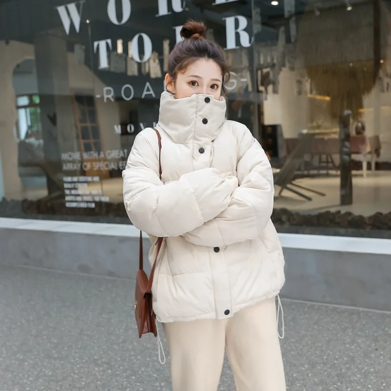 

Korean Winter Jacket Women's Vertical Collar Pure Cotton Jacket Loose and Large Size Women's Short Coat