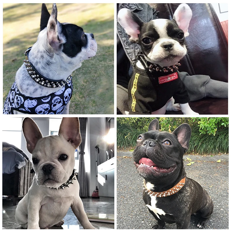 Adjustable Leather Dog Collar Neck Strap Supplies PU Leather Punk Rivet Spiked Dog Collar For Small Cat