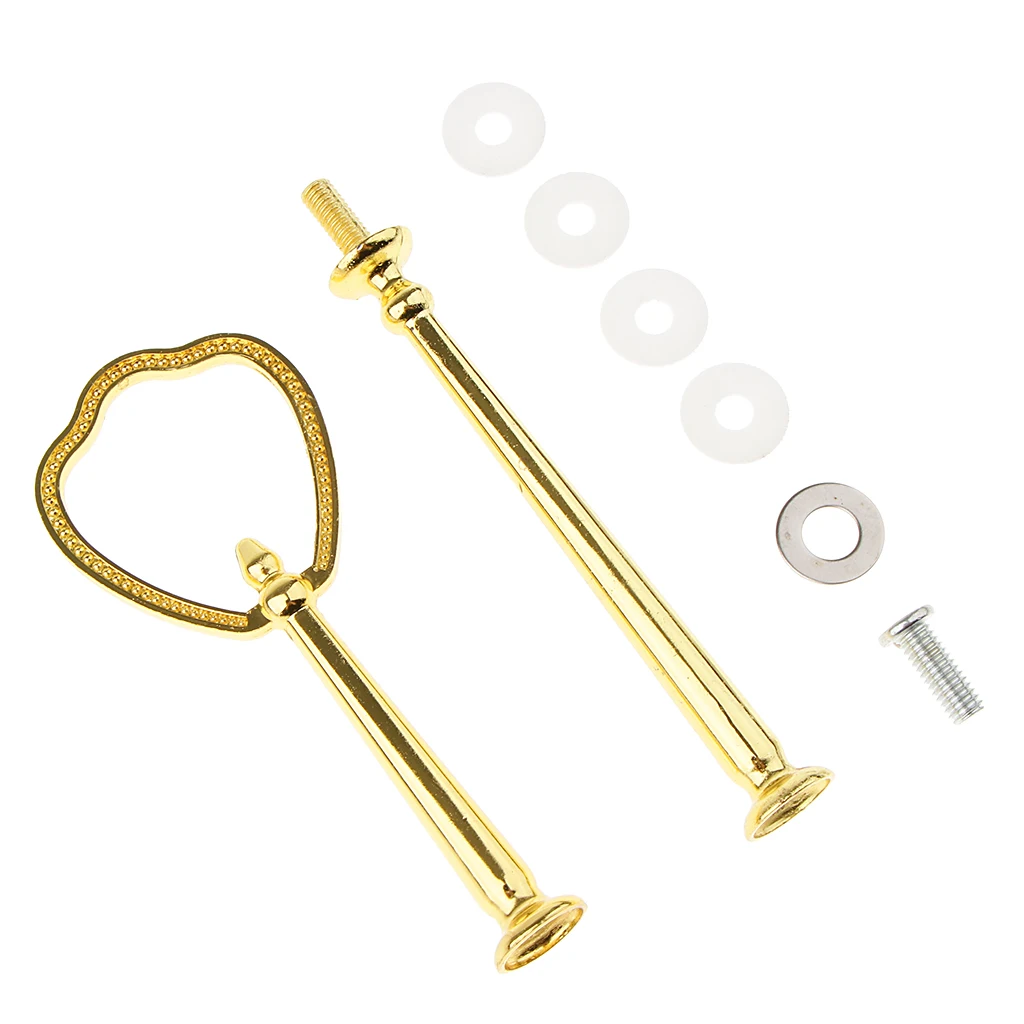 2 Tier Cake Holder Dessert Fruit Plate Stand Center Handle Fitting Silver/Gold