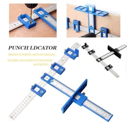 Adjustable Punch Locator Drill Template Guide,Wood Drilling Dowelling Guide for Installation of Handles Knobs on Doors or Drawer