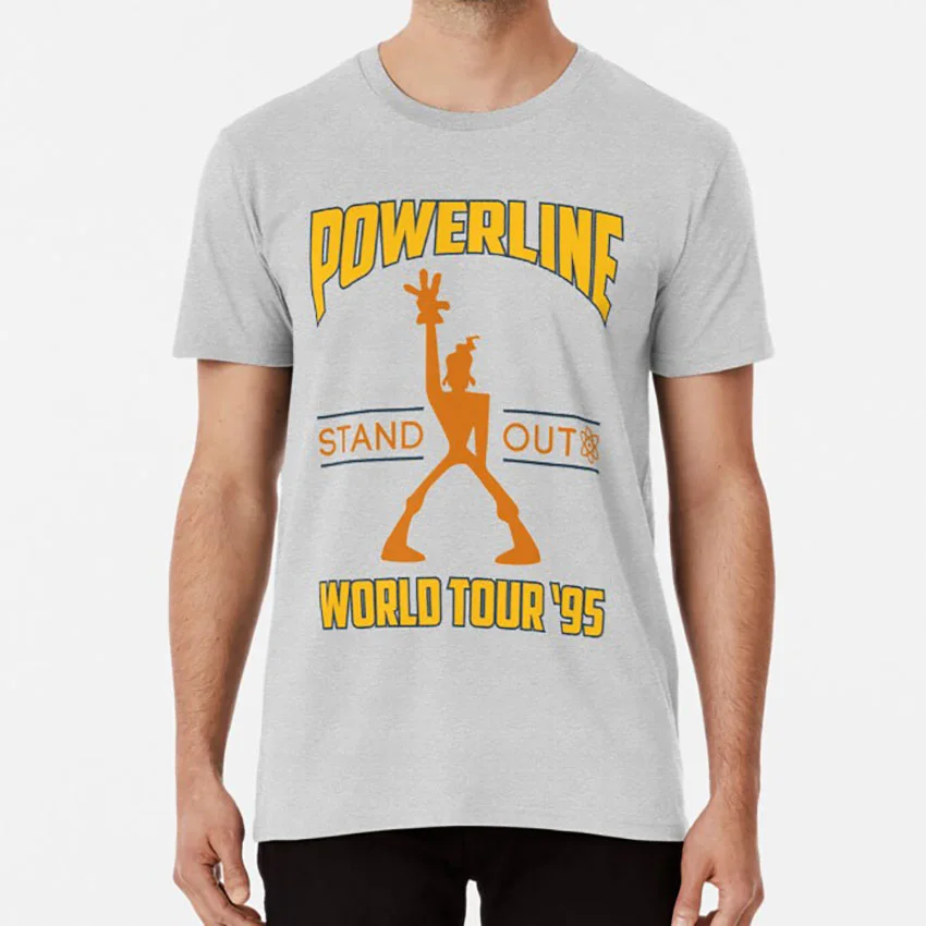 Серый Powerline выделиться мировой тур '95 футболка Гуфи фильм powerline выделиться мировой тур 95 группа - Цвет: Серый