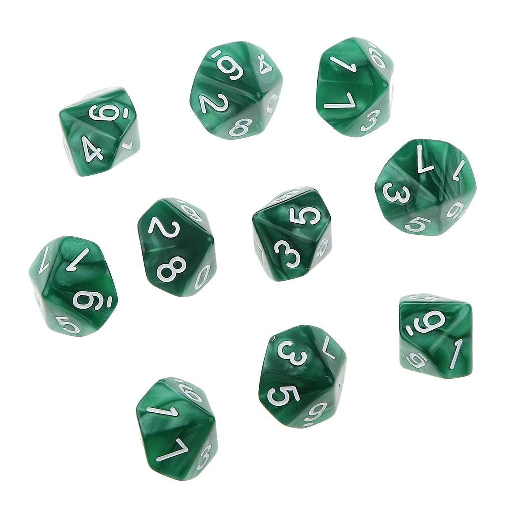20x 22mm Ten Sided Dice D10 for Playing Dungeons D&D TRPG Roleplay Game Toys Party Gambling Dices Game Digital Dices