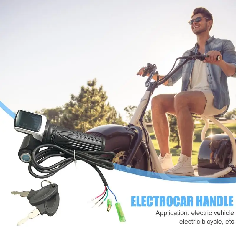 

Electric Scooter Throttle 36/48/60V Grip Twist Speed Cycling Handlebar with LED Display Electric Bicycle Accessories