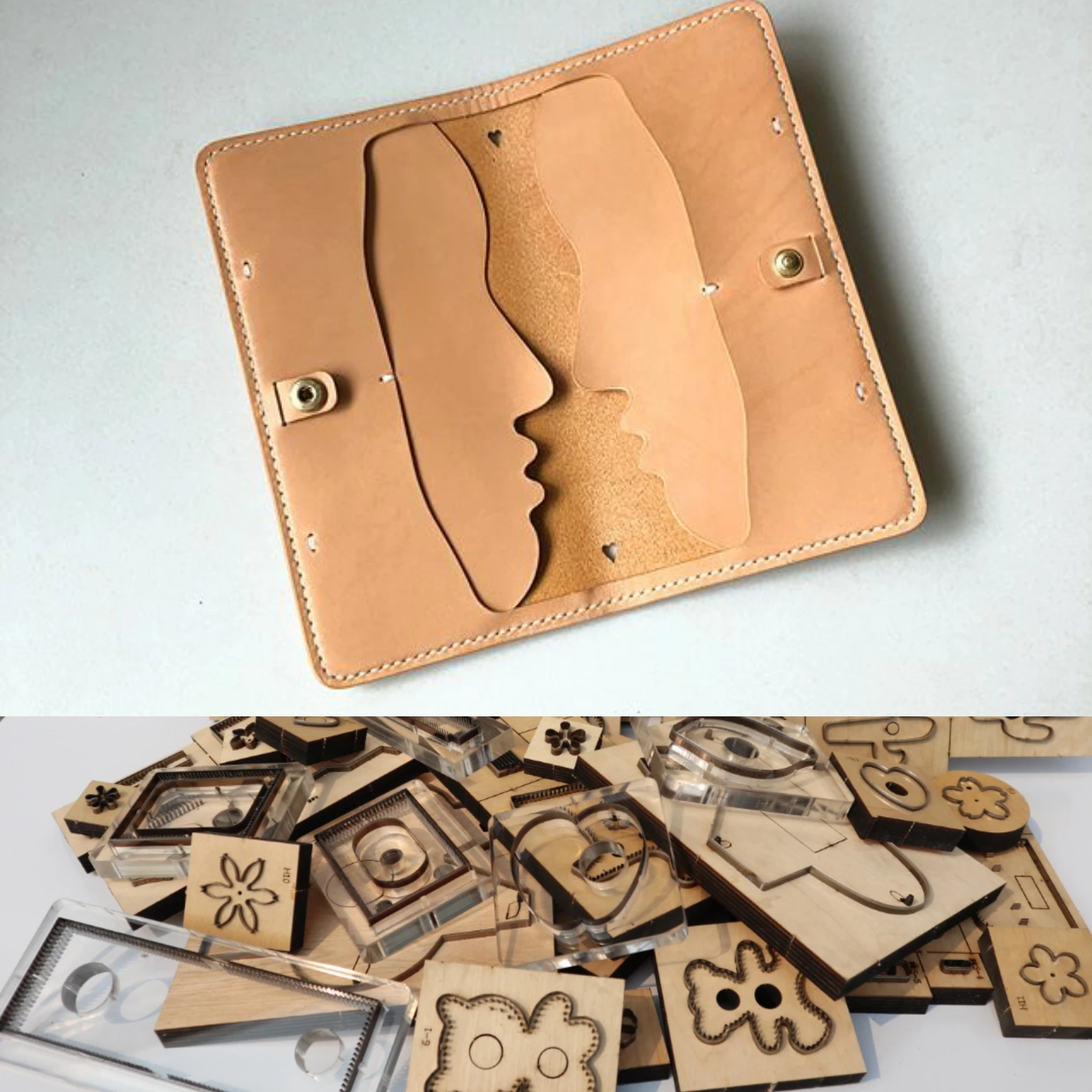 Papercraft Scrapbooking DIY leather wood diecutting vertical wallet coin purse card bag short