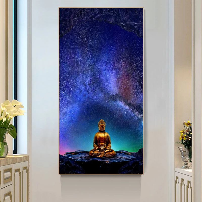 

Modern Meditation Buddha Statue Posters and Prints Wall Art Canvas Painting Buddhist Picture for Living Room Aisle Home Decor