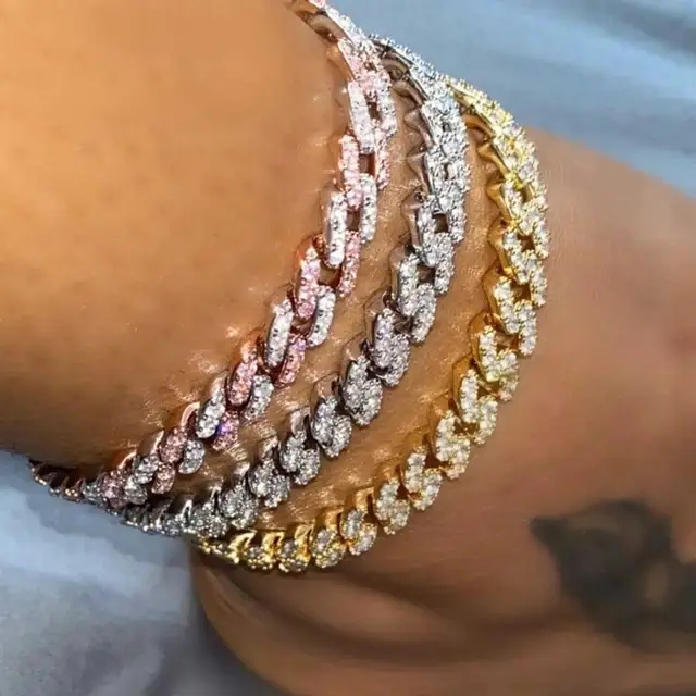 New Fashion Chunky Metal Chain Anklet For Women Men Rhinestone Gold Silver Color Cuban Foot Bracelet