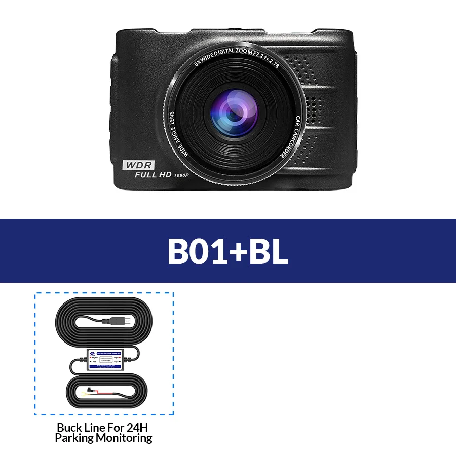 E-ACE мини Dashcam 3,0 дюймов Автомобильный видеорегистратор Камера FHD 1080P видео рекордер ADAS регистратор ночное видение тире камера с gps трекером - Название цвета: B01-BL