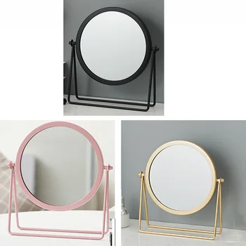 

Metal Decorative Mirror Lady Desktop Makeup Mirror 360℃ Round Shape Vanity Mirror Backlit Mirrors