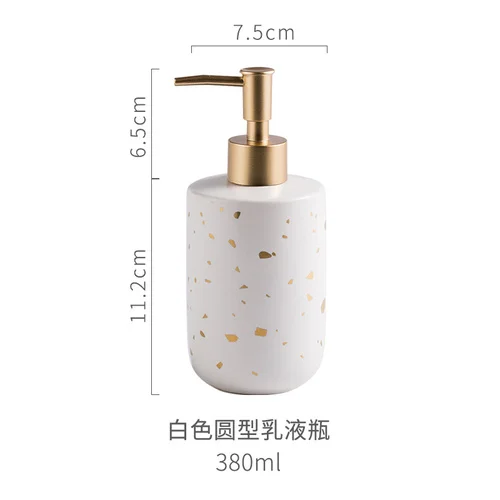 Имитация мрамора дозатор шампуня жидкая бутылка для мыла для рук с насосом из нержавеющей стали для ванной кухни - Цвет: Round--white