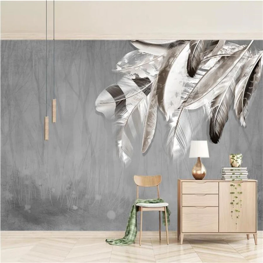 

Milofi custom 3D wallpaper mural Nordic forest banana leaf black and white living room decoration painting background wall home