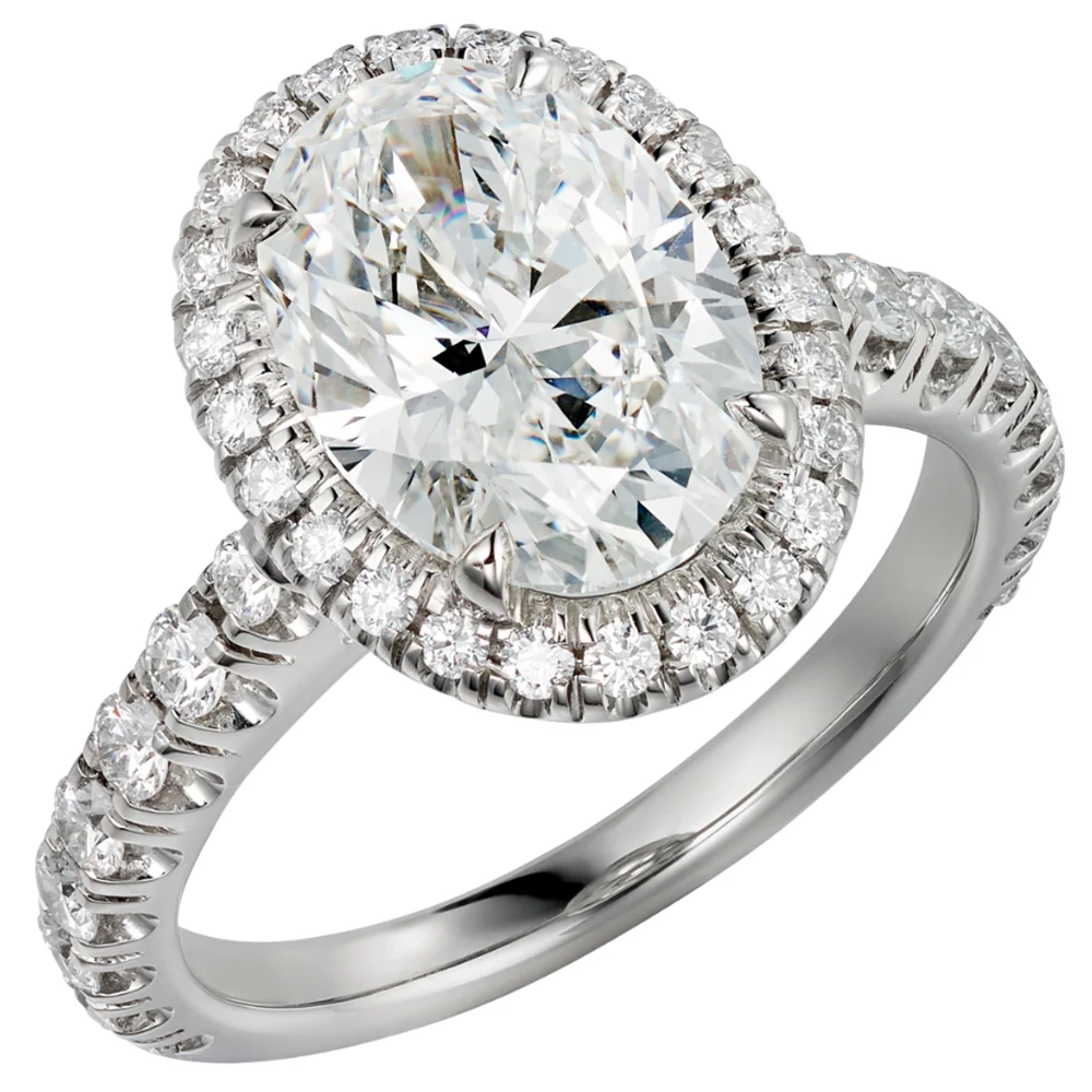 14k Au585 White Gold Ring Women Wedding Anniversary Engagement Party Ring 4 Claw Oval Moissanite