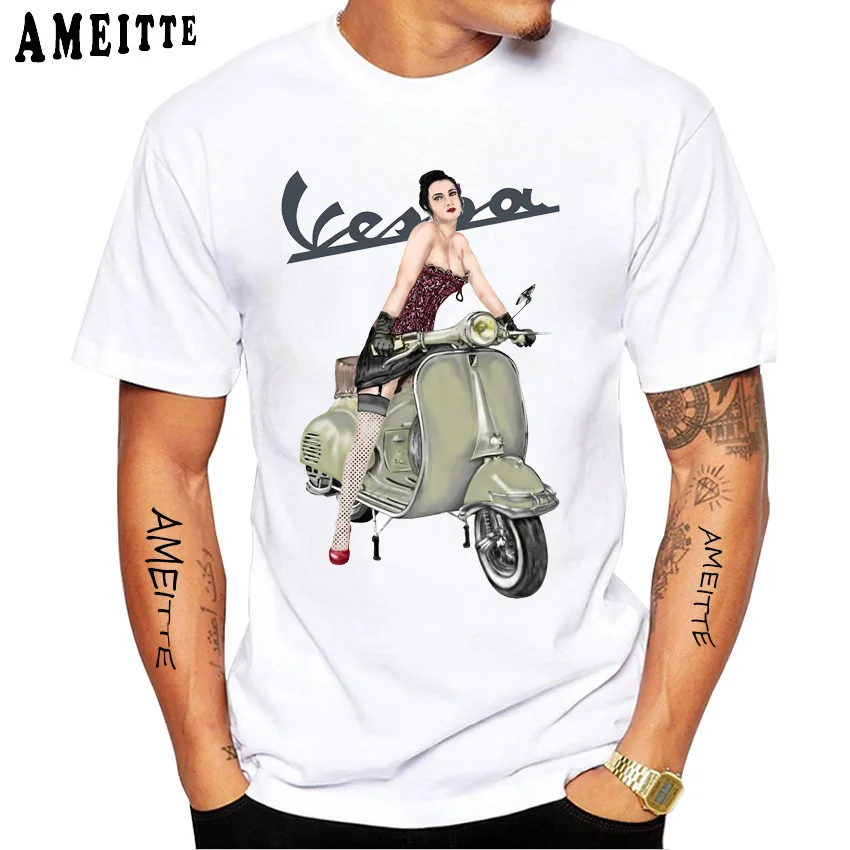 Футболка Vespa мужская с коротким рукавом пикантная классическая ретро-футболка