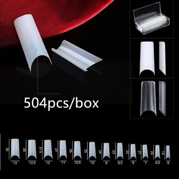 

504pcs/box Ultra Thin Natural White Clear Half Cover Acrylic False Nail Tips Square Shape False Nail Tips Manicure Tool 15#916