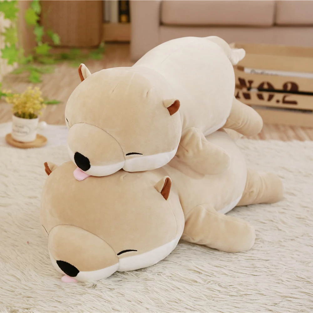 Soft Otter Akita Dog Cat Plush Toys Cute Wild Animal Dolls Stuffed Huggable Pillow Back Cushion Birthday Gifts for Kids Girls | Игрушки и