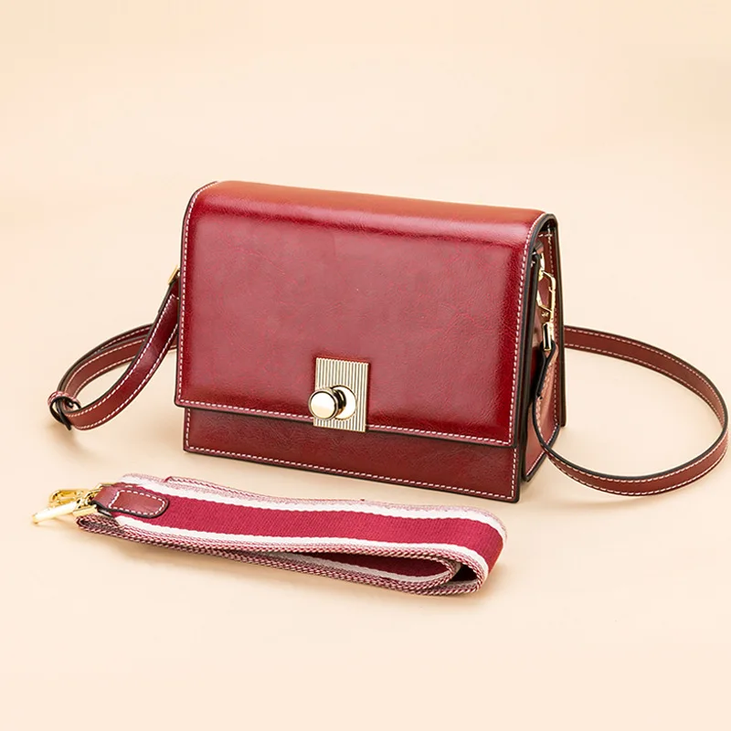 

WOMEN'S Leather Bags Summer Bag Cowhide Shoulder Square Sling Bag 2019 Hot Selling Europe And America Fashion Broadband Shoulder