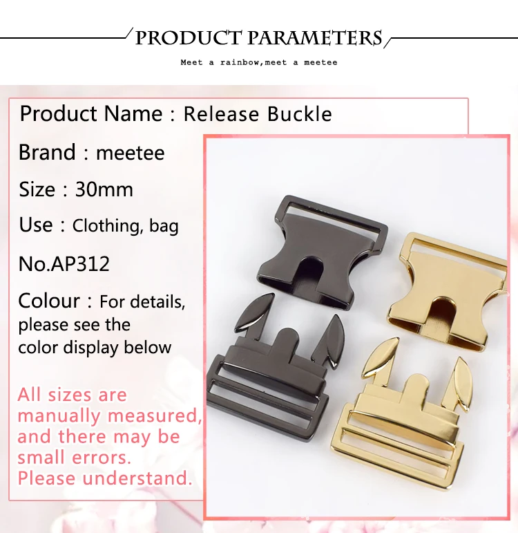 Meetee 2/4pcs Metal Belt Buckles ID30mm Spring Clip Snap Clasp Buckles for Bags Clothing DIY Handmade Hardware Accessories AP312