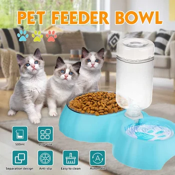

Dual-use Automatic Pet 500ml Drinker Dog Kittens Bowls Water Bottles Bowl Dispenser Bowl for Puppy Universal dog Drinker Feeder
