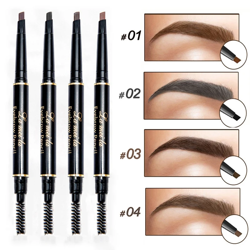 Двойной автоматический Водостойкий карандаш для бровей черные коричневые тени