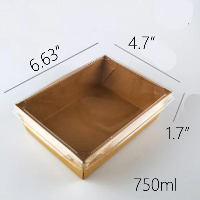 750ml 24sets ZEQIU одноразовая посуда из крафт-бумаги Бумага Ланч-бокс с прозрачной крышкой суши салат, торт контейнер(Размер: 750 мл/1000 мл/1600/2100 мл - Цвет: 750ml 24sets