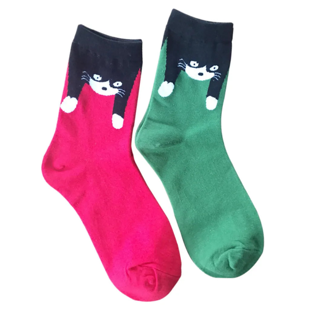 H, модные зимние милые носки без пятки для женщин и девочек с принтом кота из мультфильма, 2 пары, 11,26