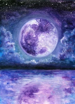 

JMINE Div 5D purple moon sea moonlight Full Diamond Painting cross stitch kits art High Quality Scenic 3D paint by diamonds