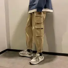 Свободные карманы мужские брюки карго модные хип-хоп Паркур брюки повседневные брюки спортивные брюки мужские