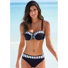  Sexy Swimwear 2022 Bikinis Black  Swimming Suit For Women Dot Polka Swimsuit Padded Push-up Bikini Set 