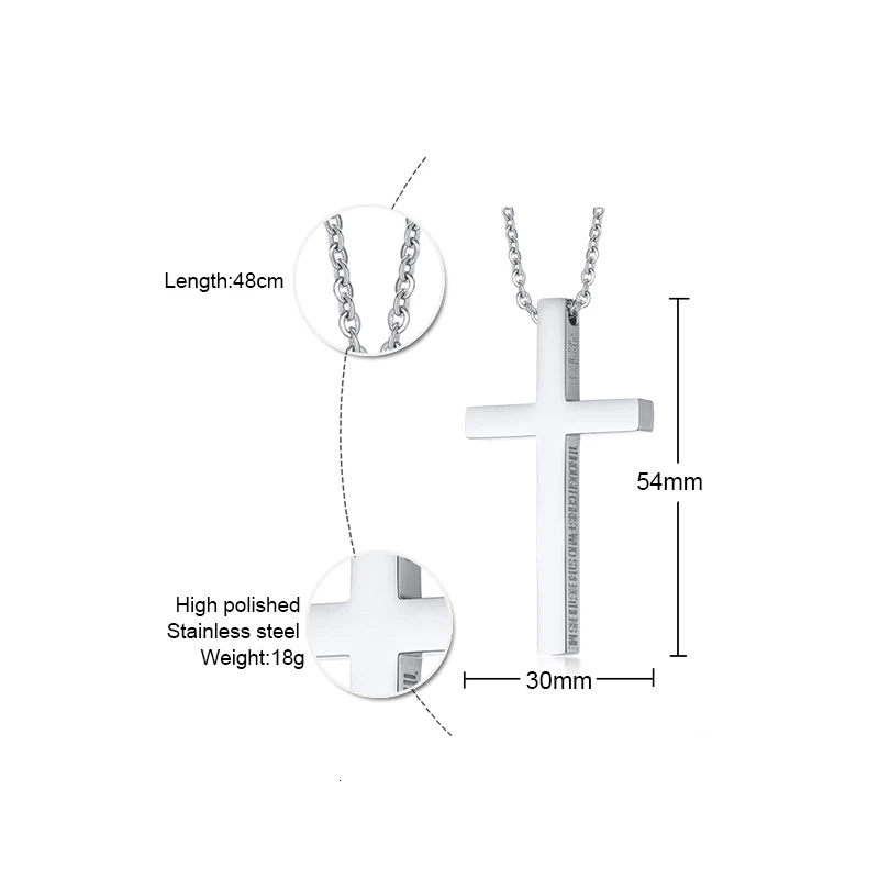 Классический мужской кулон в виде Креста ожерелье для мужчин из нержавеющей стали ожерелье для мужчин t Cruz ювелирные изделия 2" звено цепи - Окраска металла: PN-237S-1 picture