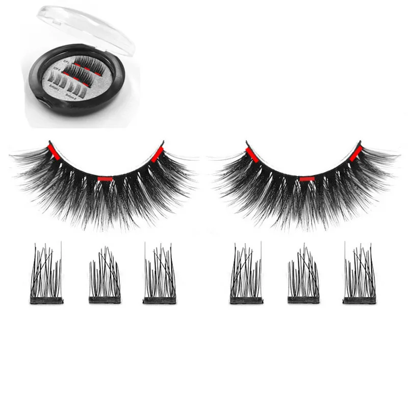 

iflovedekd 3D Magnetic Eyelashes Natural With 3 Magnets False Eyelashes Handmade Natural False Eyelash 3 Magnetic lashes