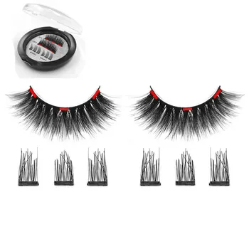 

iflovedekd 3D Magnetic Eyelashes Natural With 3 Magnets False Eyelashes Handmade Natural False Eyelash 3 Magnetic lashes