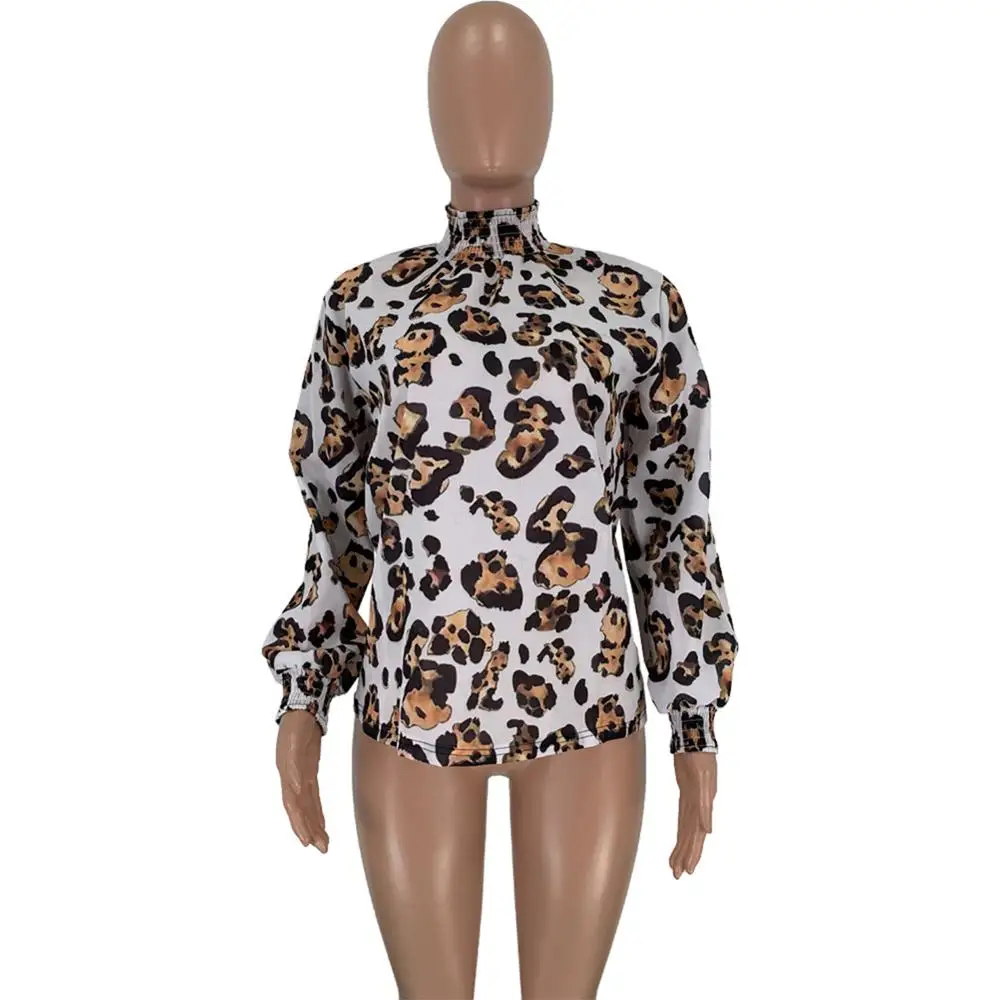 Women Leopard Blouse New Fashion Vintage Blouse Long Sleeve High Waist Loose Shirt Ladies OL Party Top Elegant Casual Streetwear - 4.00048E+12