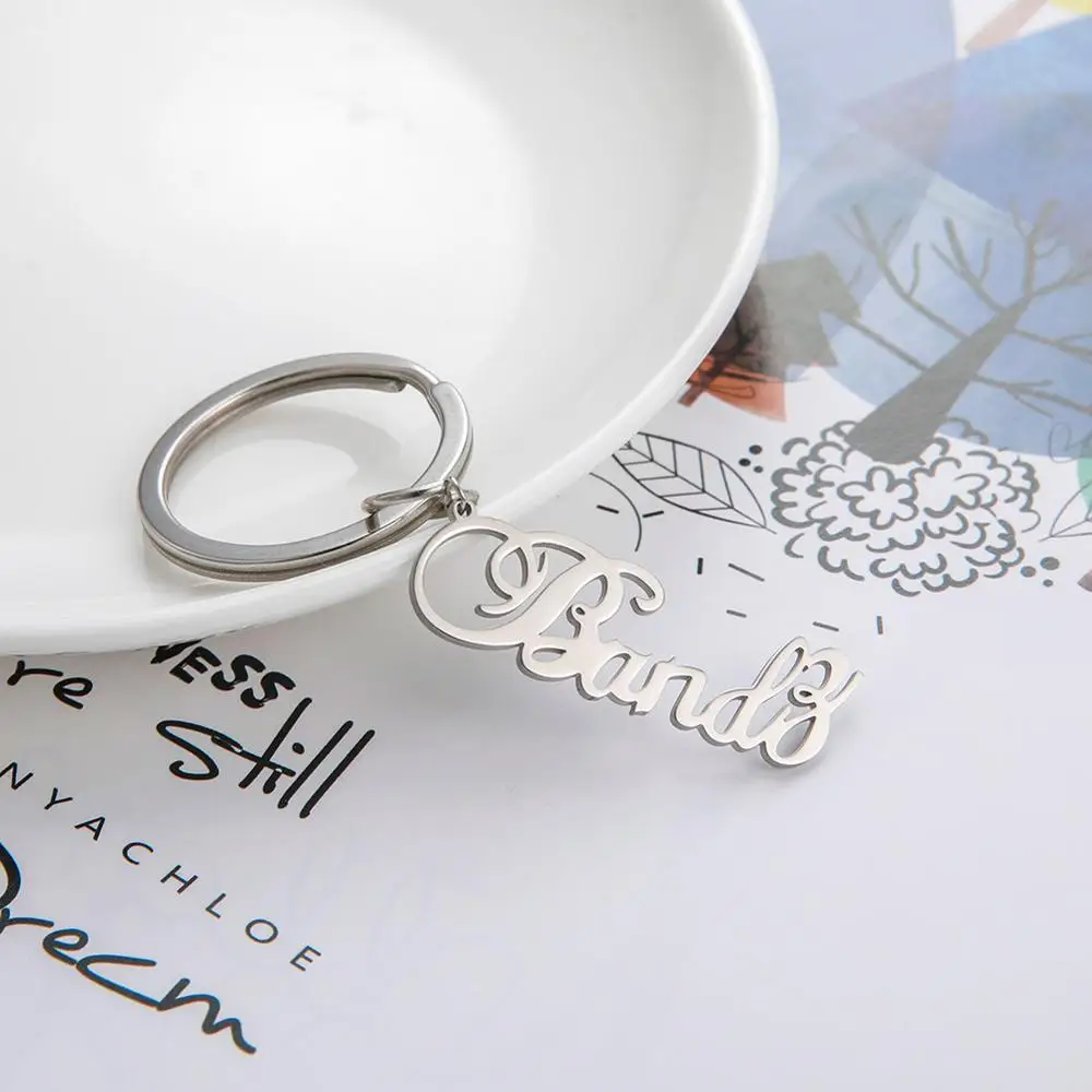 Personalized Custom Name Letter Keyring Stainless Steel Key Chain For Women Man Customization Keychain Gifts stainless steel keychain