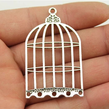 

WYSIWYG 3pcs 52x31mm Antique Silver Color Birdcage Pendant Bird Cage Charm Birdcage Charm For Jewelry Making