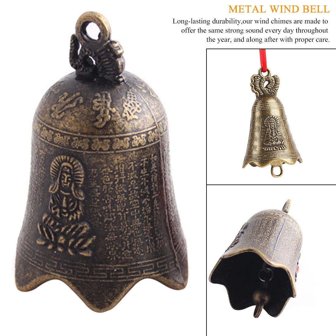 

5*3cm MINI Antique Bell China's mini Brass Copper sculpture pray Buddha Feng Shui Bell Invitation Buddhism Guanyin Bell