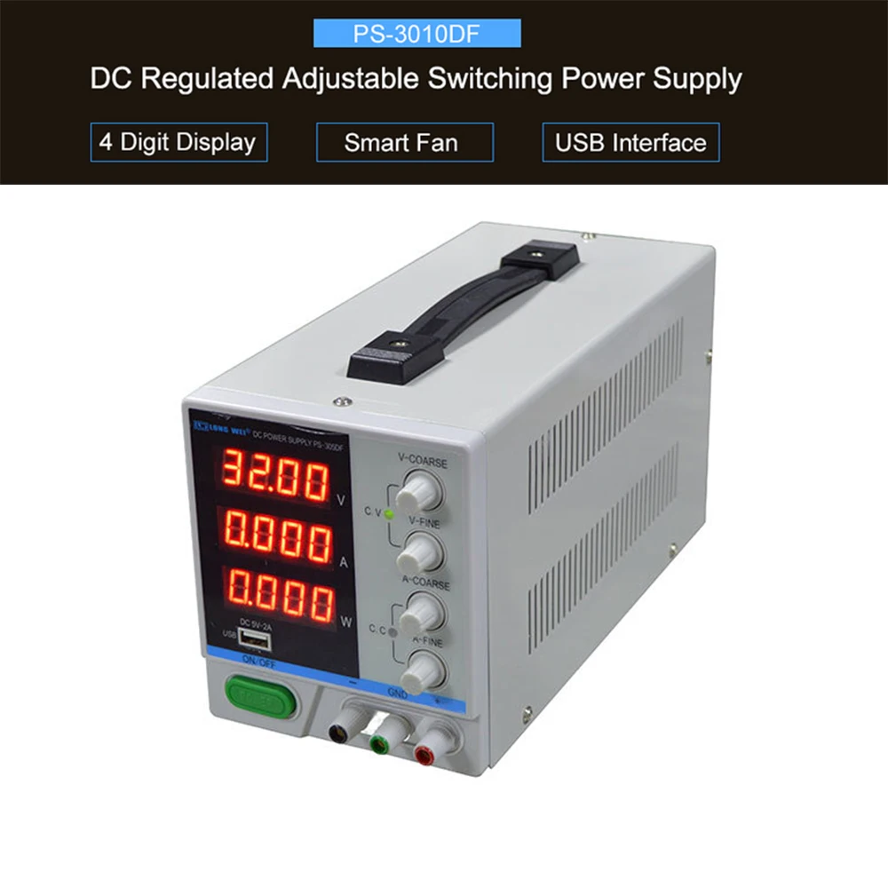 PS-3010DF 4 цифры по ценам от производителя Дисплей 30V 10A лаборатория DC Питание Регулируемый зарядка через usb ремонт переключения регулируется Питание