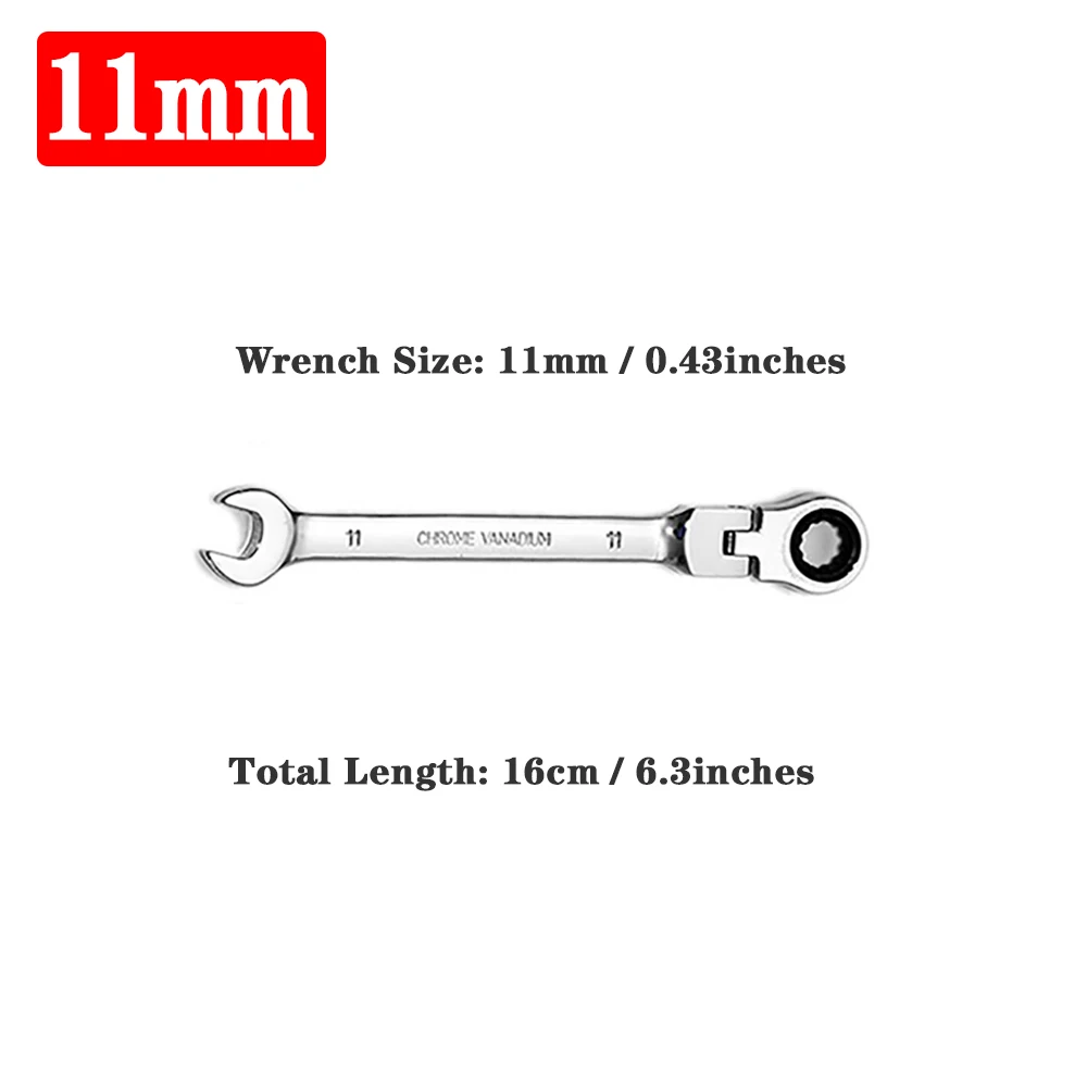 Двойной торцевой Мультитул гаечный ключ набор инструментов гибкая головка комбинированный Трещоточный ключ двойного назначения регулируемый гаечный ключ хром-ванадиевая сталь - Цвет: 11mm