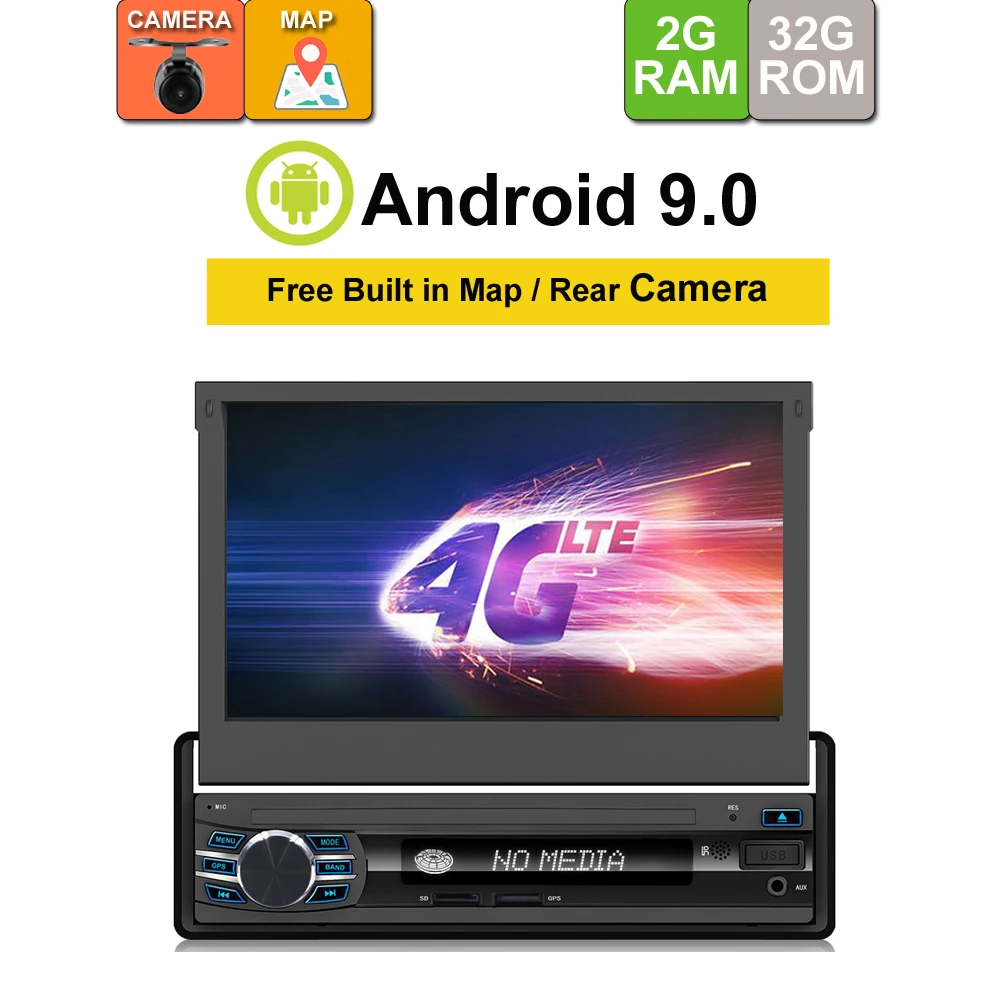 Android 1 din выдвижной автомобильный проигрыватель с радио и GPS 7 дюймов HD Универсальный автомобильный стерео радио плеер с Bluetooth FM USB резервная камера