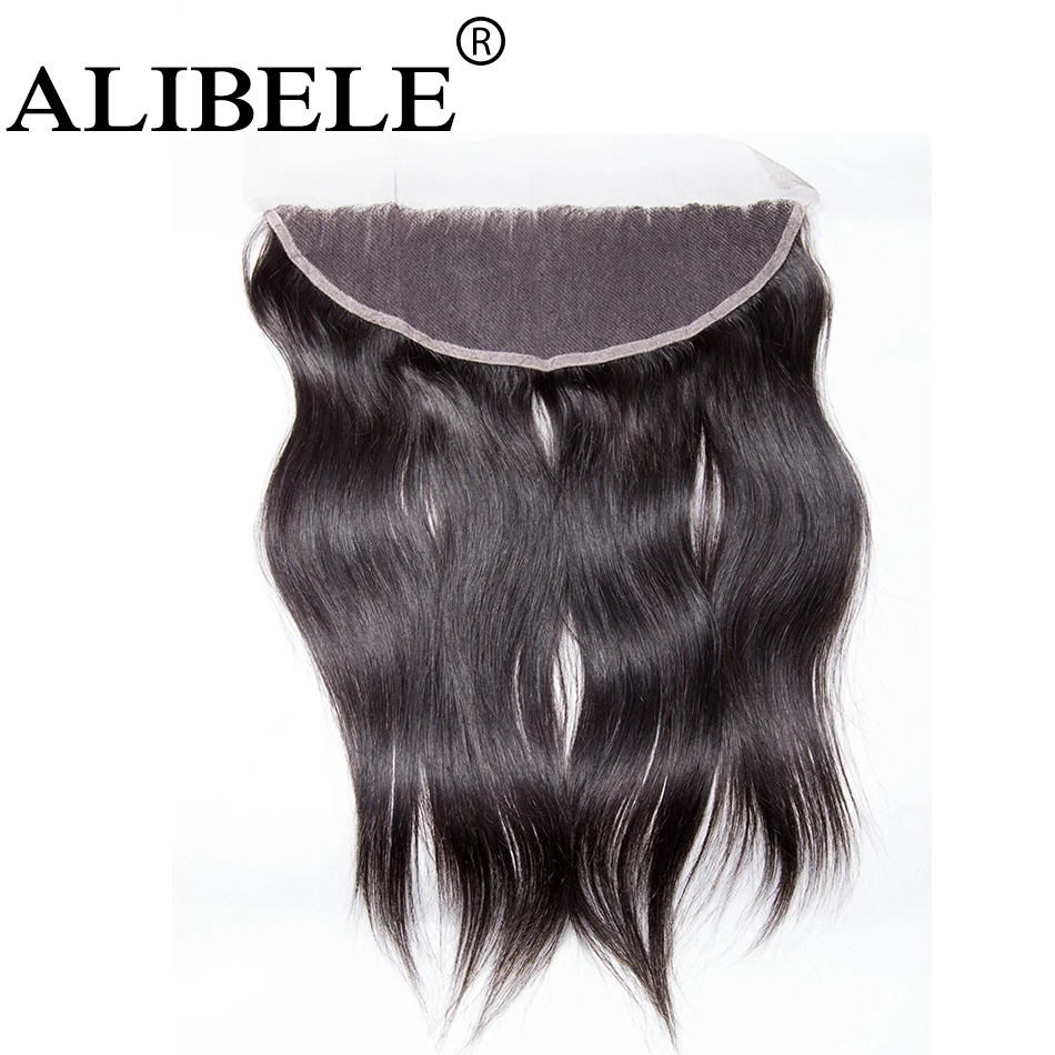 Alibele, перуанские прямые волосы, 3 пряди, с фронтальным закрытием, Remy человеческие волосы, 13x4, предварительно выщипанные, фронтальные волосы с пучком