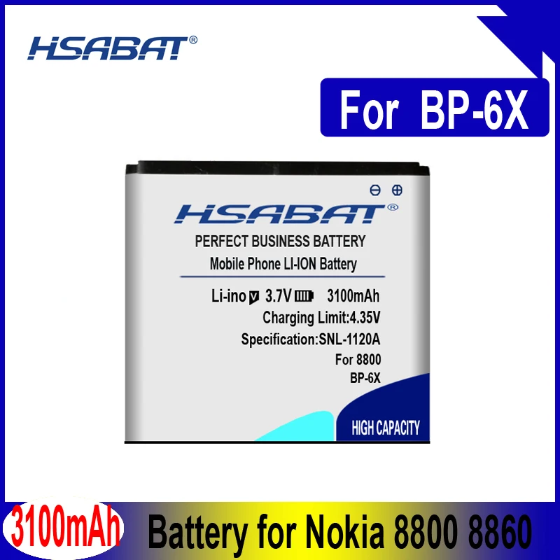 HSABAT 3100 мАч BP-6X батарея/BP 6X BL-5X батарея используется для Nokia 8800/8860/8800 Sirocco/N73i 8801 886 8800s