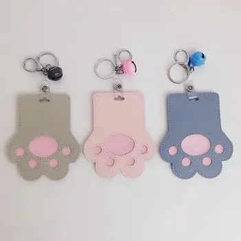 

Sharkbang New Arrival Cartoon Cat Paw ID Credit Bank Bus Card Holder Keychain With Bell Cute Card Protective Case Stationery