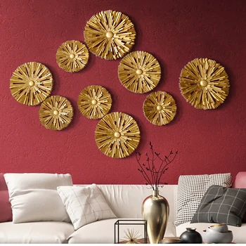 

European Art Luxury Resin Retro Gold Wall Pendant Home Living Room Bedroom Background Wall Three-dimensional Circular Decoration