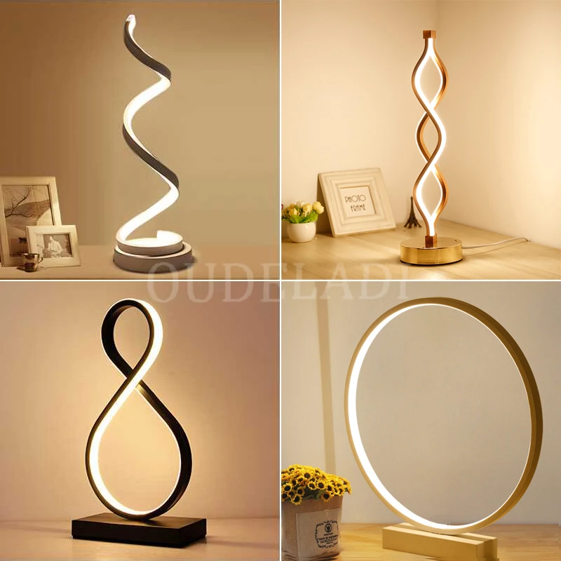 Modern LED table lamp round shape designer lamp bedside lamp table floor lamp Nightlight bedside table lamp black white black Retro