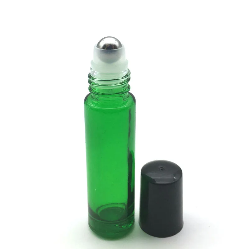 

100pcs 10ml Green Thick Glass Roller Perfume Bottle 10cc Roll-On ball Essential Oil Sample Empty Bottle