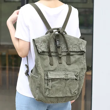 

Korean-style Harajuku Wind Large-capacity Backpack Versatile Retro Washing Canvas Casual students Backpacks