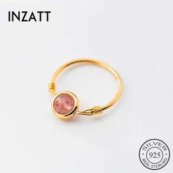 

INZATT Real 925 Sterling Strawberry Crystal Round Ring For Women Party Cute Fine Jewelry Minimalist Accessories 2019 Gift