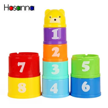 

Bear Stacking Cup Baby Plastic Blocks Toddler Learning Educational Toy Set Game for Children